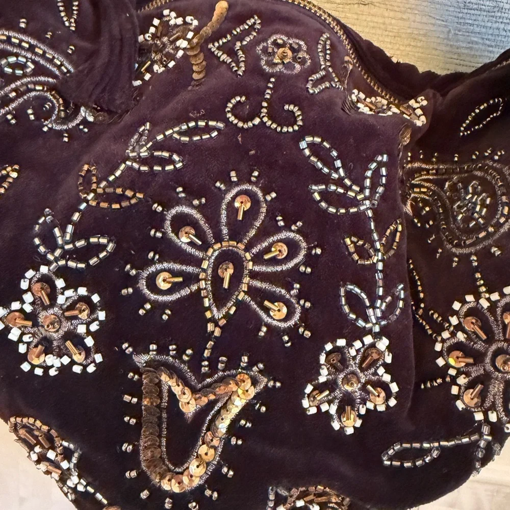 NWT new free people Nashville nights beaded embroidered bag black velvet gold